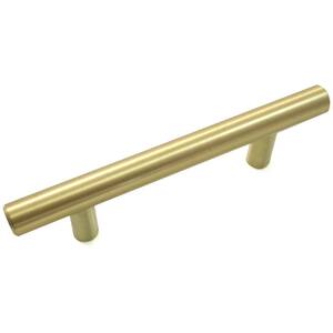 Melrose 3 in. (76 mm) Center-to-Center Satin Brass Steel Art Deco Dual Mount Drawer Pull