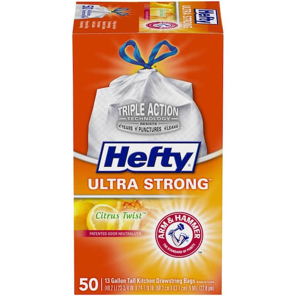 Hefty Ultra Strong Tall Kitchen Trash Bags, Fabuloso Scent, 13 Gallon, 50  Count