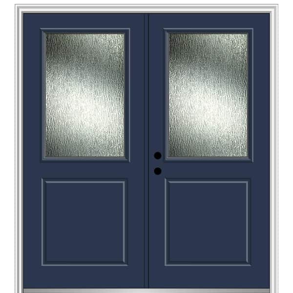 MMI Door 72 in. x 80 in. Right-Hand/Inswing Rain Glass Naval Fiberglass Prehung Front Door on 6-9/16 in. Frame