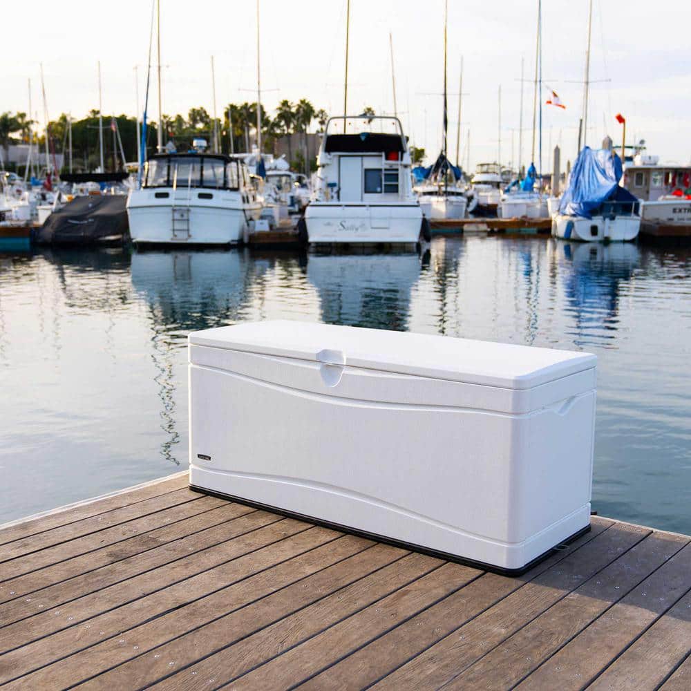 Arctic White Lockable Plastic 130 Gallon Deck Box