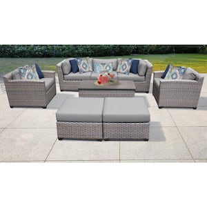 Florence 8-Piece Wicker Outdoor Sectional Seating Group with Gray Cushions