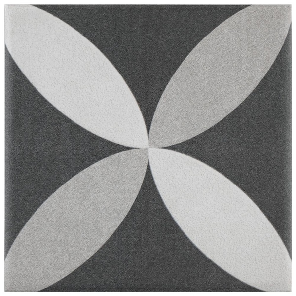 Merola Tile Twenties Mini Petal 4 in. x 4 in. Ceramic Floor and Wall Take Home Tile Sample