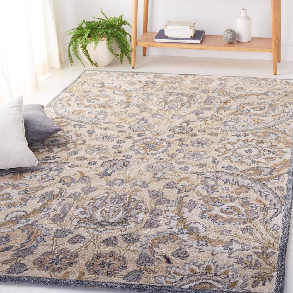 Bella Beige Hand-Tufted Wool Square Area Rug