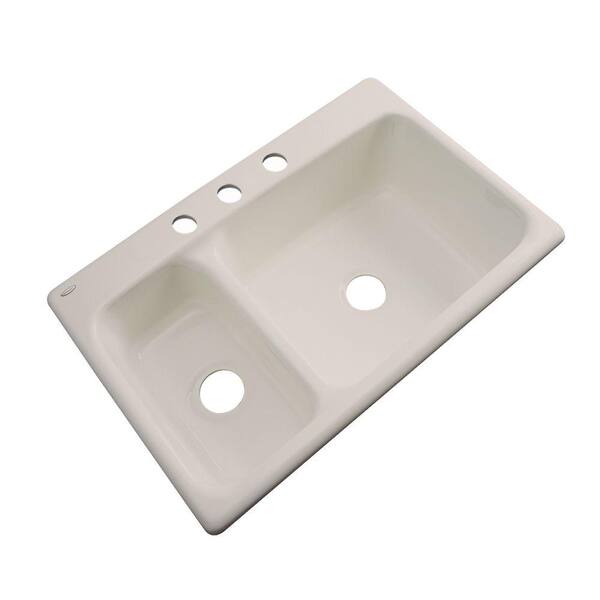 Thermocast Wyndham Drop-In Acrylic 33 in. 3-Hole Double Bowl Kitchen Sink in Desert Bloom