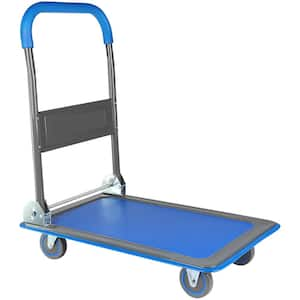 330 lbs. Capacity Platform Foldable Hand Truck, Steel Frame Push Heavy-Duty Rolling Dolly, Moving Carts in Blue