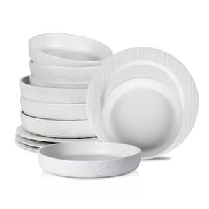Stone Lain Senso 12-Piece White New Bone China Dinnerware Set (Service for 4)