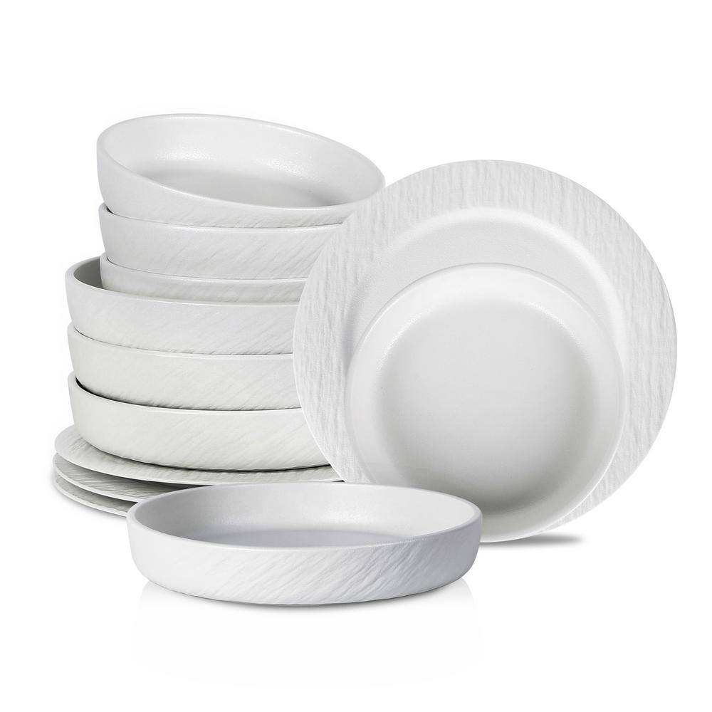 Stone Lain Senso 12-Piece White New Bone China Dinnerware
