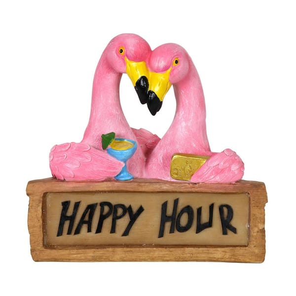 Exhart Solar Happy Hour Flamingos Statue