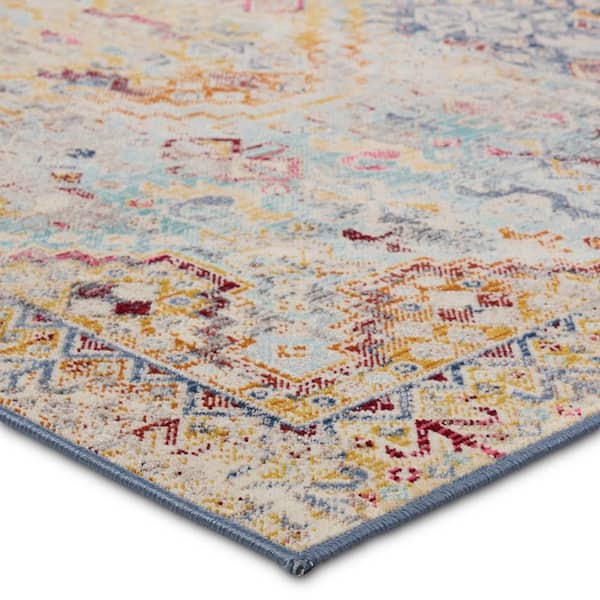 Esquire 3 ft. x 8 ft. Medallion Blue/Multi-Color Indoor/Outdoor Area Rug