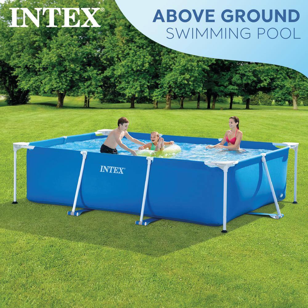 Intex 9.8' Blue Rectangular Frame Above Ground Pool