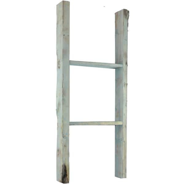 Ekena Millwork 15 in. x 36 in. x 3 1/2 in. Barnwood Decor Collection Driftwood Blue Vintage Farmhouse 2-Rung Ladder
