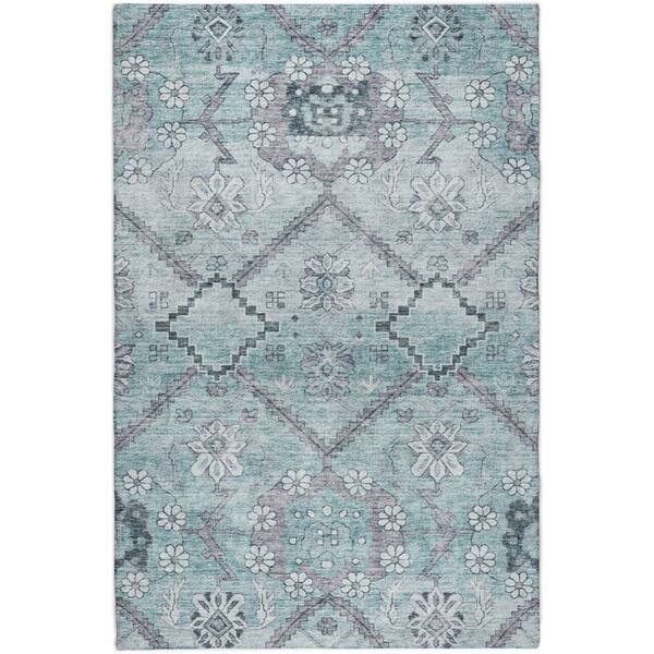 Dream Shag Premium Machine Washable Abstract ADS841 Teal 5 ft. x 7 ft. 6 in. Area Rug