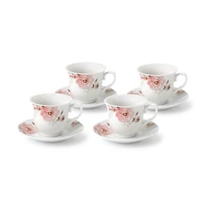 Porcelain Tea/Coffee Set-Service for 4 Pink Floral and Butterfly Design