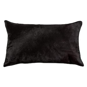 Josephine Black Solid Cotton 12 in. x 20 in. Throw Pillow