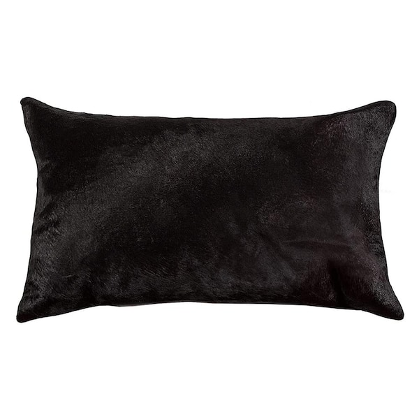 HomeRoots Josephine Black Solid Cotton 12 in. x 20 in. Throw Pillow