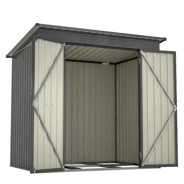 4 ft. W x 6 ft. D Outdoor Storage Shed, All Weather Metal Sheds with Lockable Doors, Tool Shed, Black (24 sq. ft.)