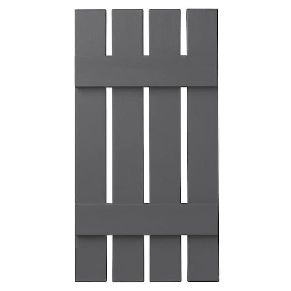 Ply Gem 16 in. x 43 in. Polypropylene 4-Board Open Board and Batten Shutters Pair in Gray