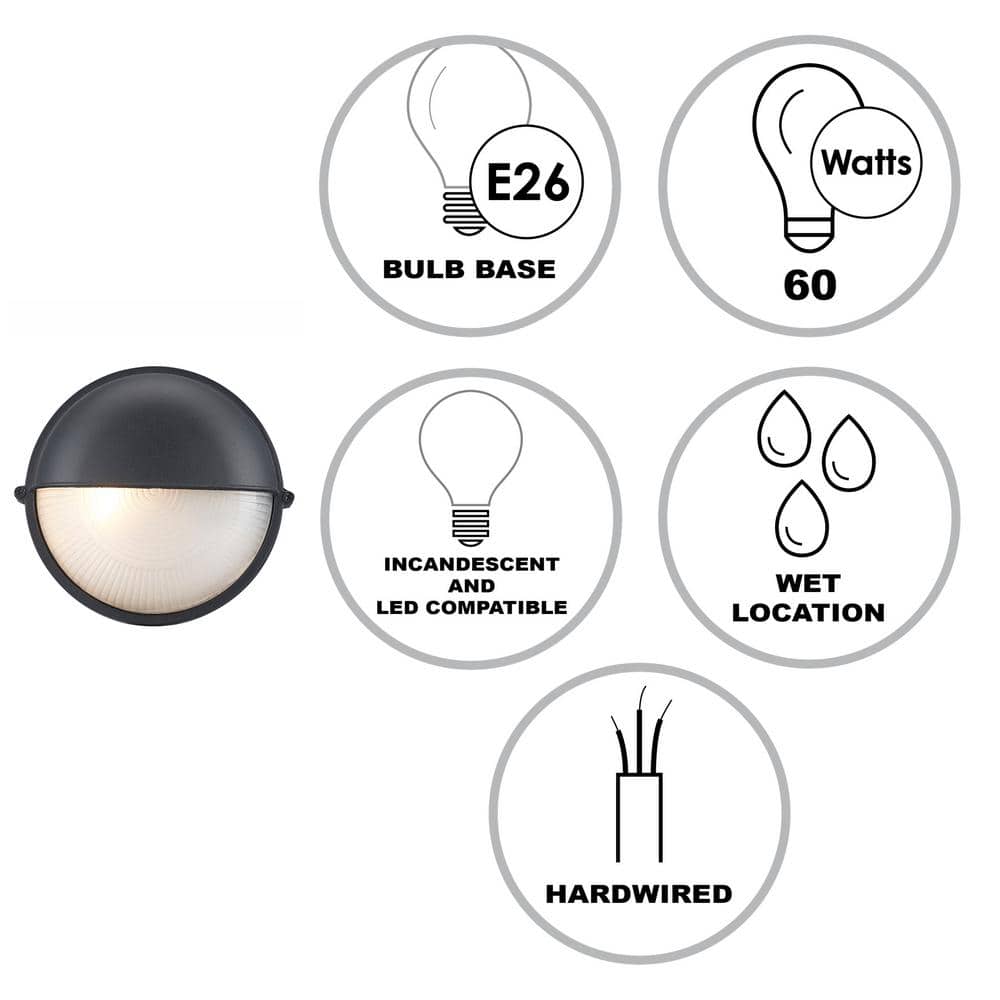 Mesa II Black Frosted Glass Wall Mount Light