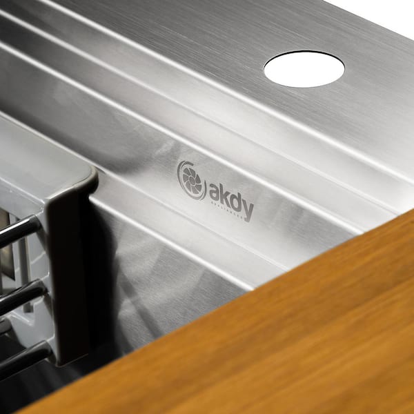 Handmade Drop-In 33 in. x 22 in. Single Bowl Stainless Steel Workstation Kitchen Sink with Accessories