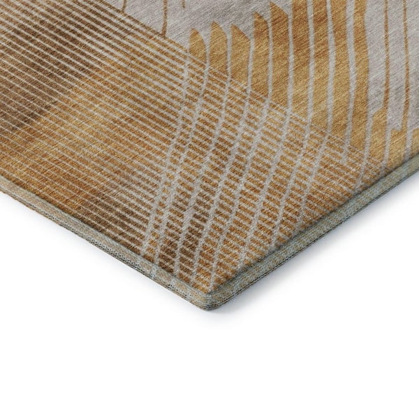 Mayfield Premium Machine Washable Abstract AMF2003 Gold 10 ft. x 14 ft. Area Rug