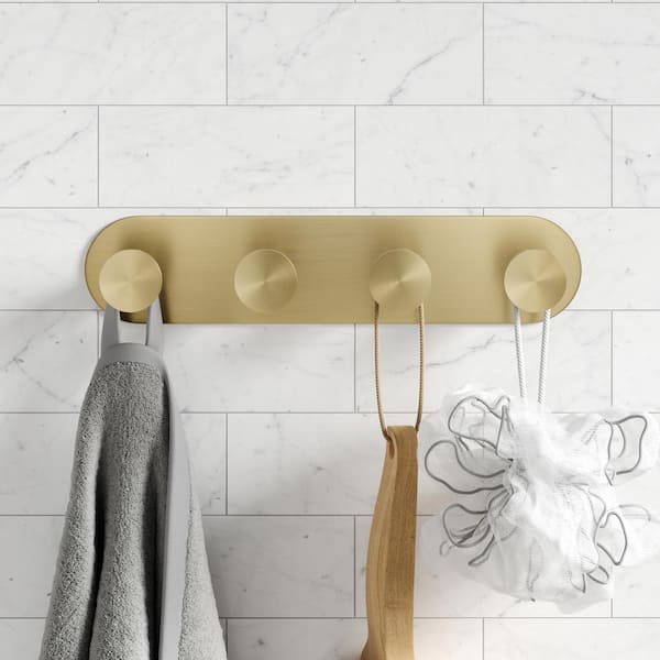 BWE Wood Bathroom Knob Coat Robe/Towel Hook in Brushed Gold (4-Pack)  A-91047-Gold - The Home Depot