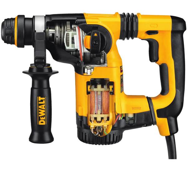 DEWALT - 8 Amp 1 in. Corded SDS-plus L-Shape Concrete/Masonry Rotary Hammer with SHOCKS, Case and Bonus 4-1/2 in. Angle Grinder