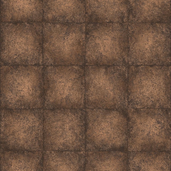 Unbranded Ambiance Copper and Brown Metallic Geometric Tile Vinyl Non-Pasted Wallpaper (Covers 57.75 sq.ft.)
