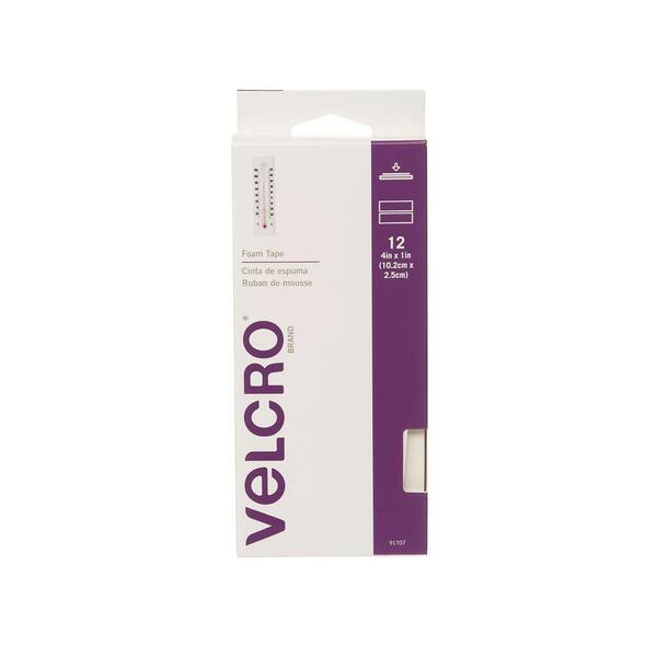 VELCRO 4 in. x 1 in. Foam Tape, White (12-Pack)