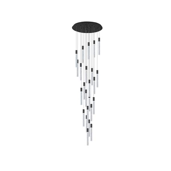 Modern Chandelier 157 in. H 24-Lights LED Black Chandelier for Staircase, Foyer, Living Room, Bulb Included