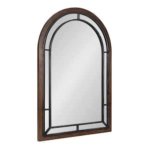 Audubon 36 in. x 24 in. Classic Arch Framed Rustic Brown Wall Mirror