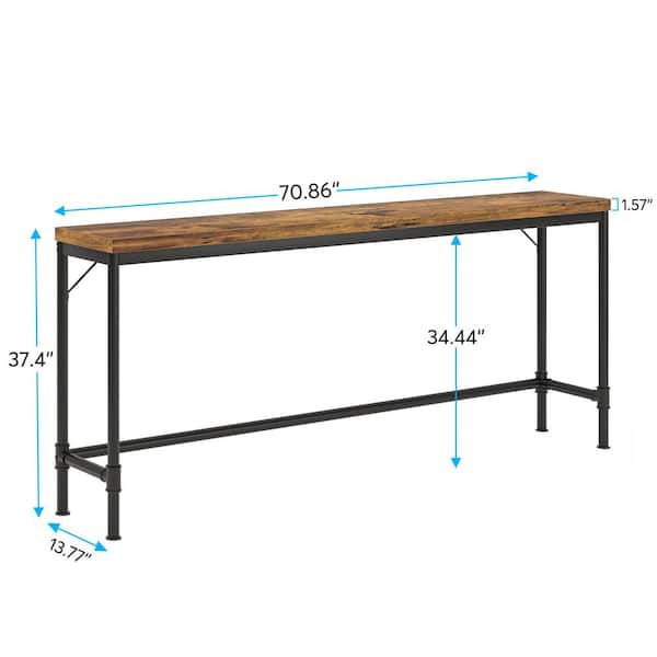 Terrella 70.8 in. Brown Rectangle Engineered Wood Console Table Long Sofa Table