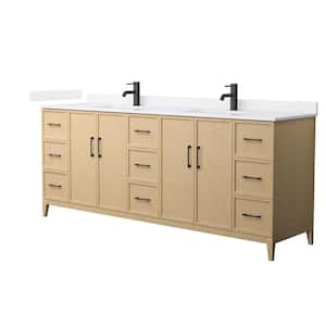 Elan 84 in. W x 22 in. D x 35 in. H Double Bath Vanity in White Oak with White Cultured Marble Top