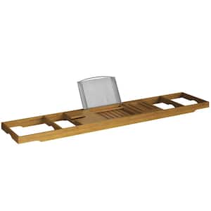Acacia Bathtub Tray with Tablet Rest in Natural Wood