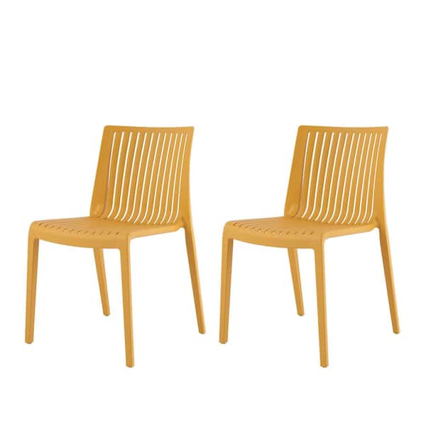 Lagoon Milos Gold Resin Stackable Side Chair (Set of 2)