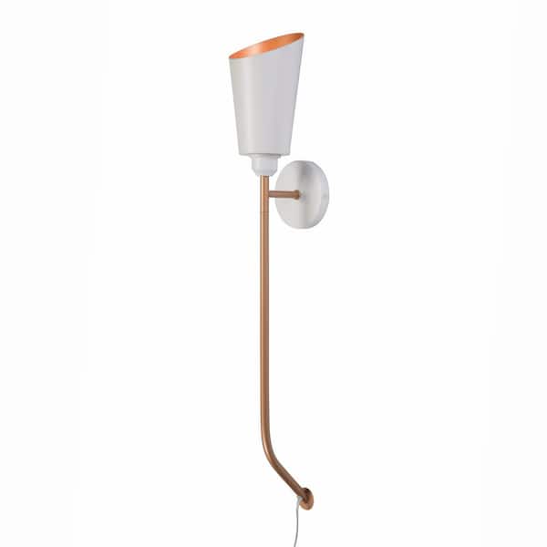 Hampton Bay Park Haven 1-Light White and Gold Wall Sconce Wallchiere