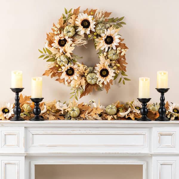 ニフラム ガーランド Glitzhome 72 in. L Fall Neutral Sunflower, Pumpkin and Leaf Unlit