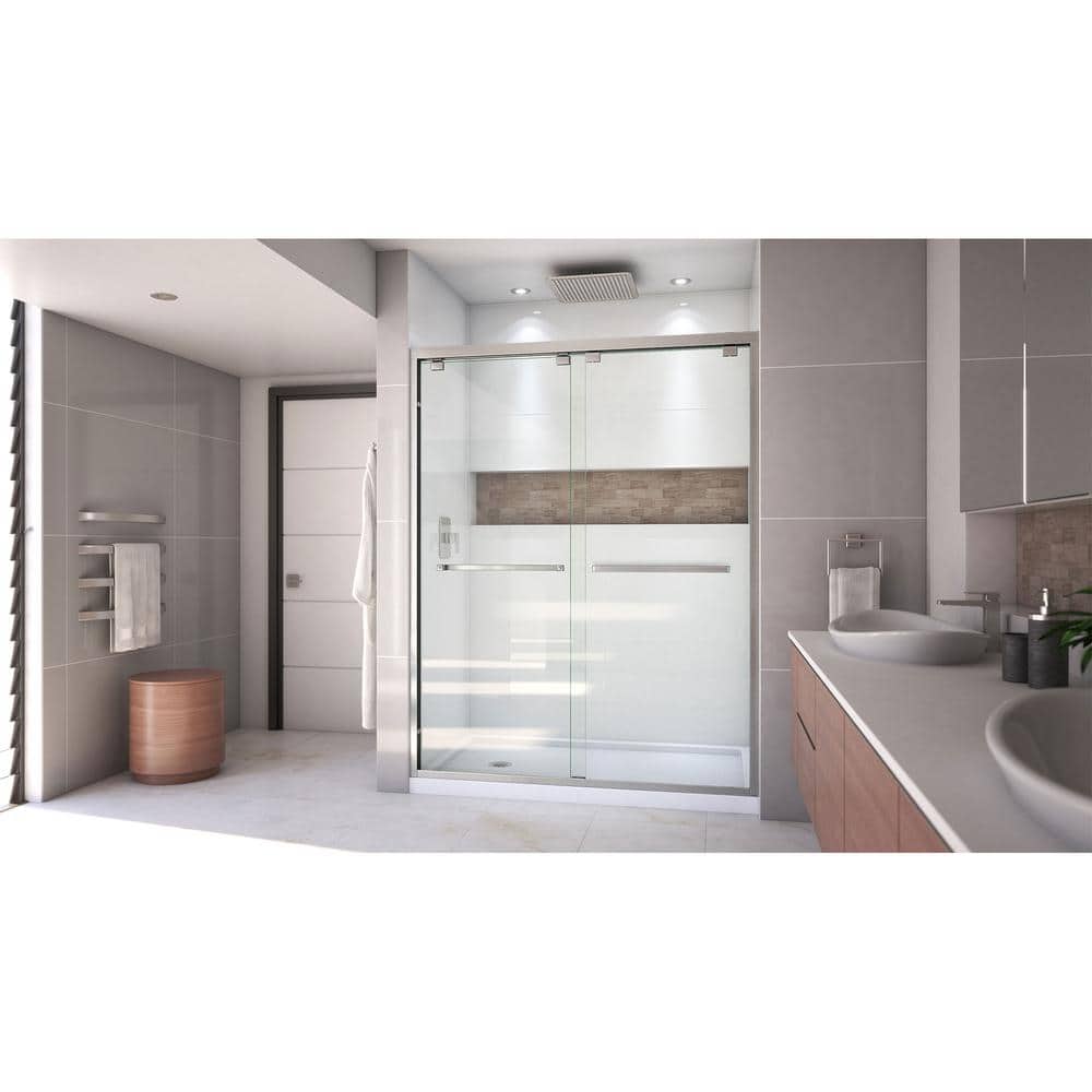 Encore 60" x 30" Clear Glass Semi-Frameless Sliding Shower Kit