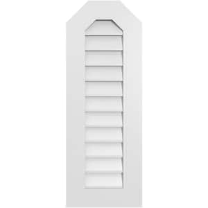 14 in. x 38 in. Octagonal Top Surface Mount PVC Gable Vent: Decorative with Standard Frame