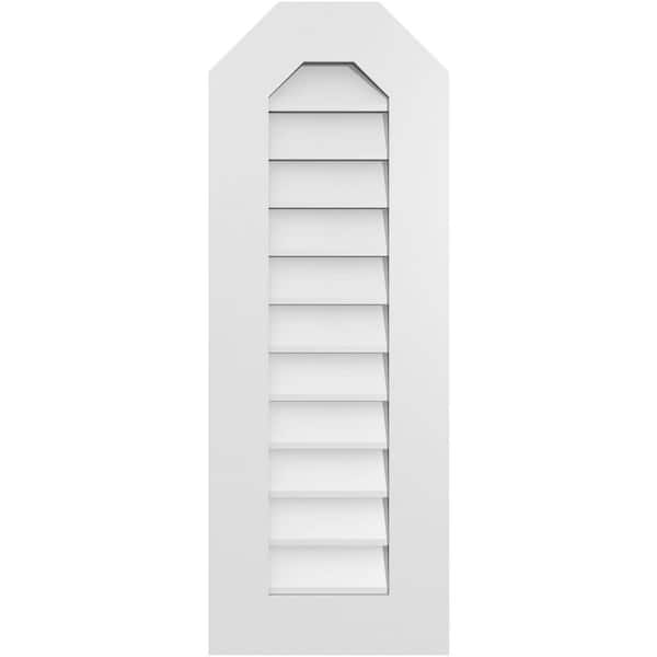 Ekena Millwork 14 in. x 38 in. Octagonal Top Surface Mount PVC Gable Vent: Decorative with Standard Frame