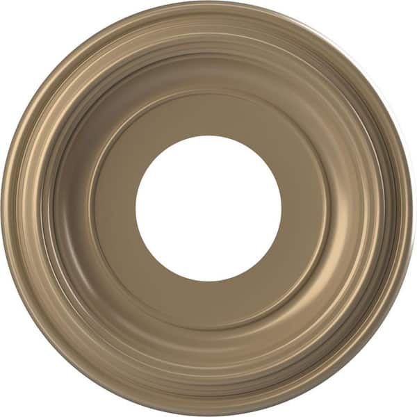 Ekena Millwork 10" O.D. x 3-1/2" I.D. x 1-1/8" P Traditional Thermoformed PVC Ceiling Medallion in Universal Metallic Champagne Mist