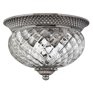 Plantation 12 in. 2-Light Polished Antique Nickel Flush Mount