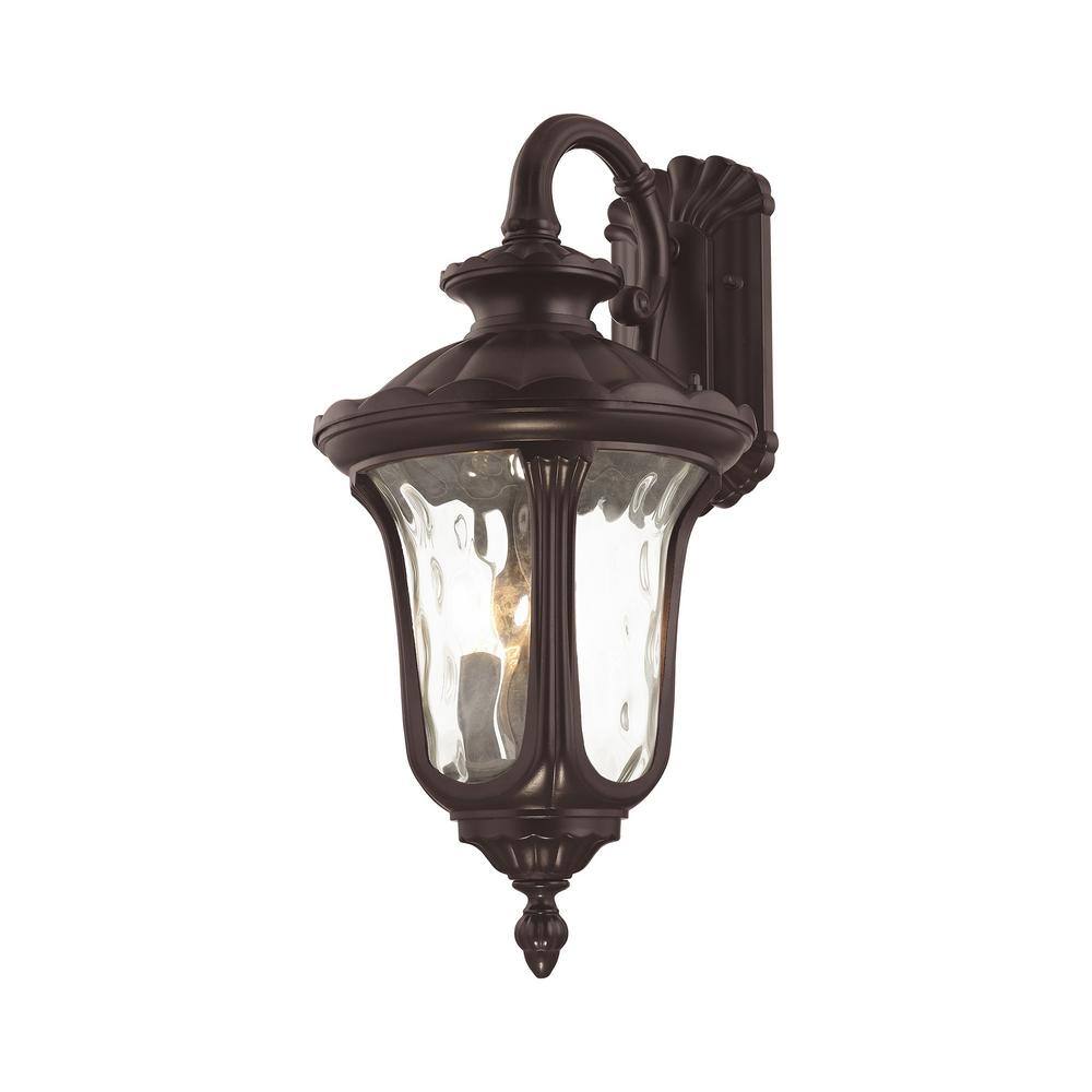 Oxford Elegance Bronze 3-Light Outdoor Wall Lantern with Clear Water Glass
