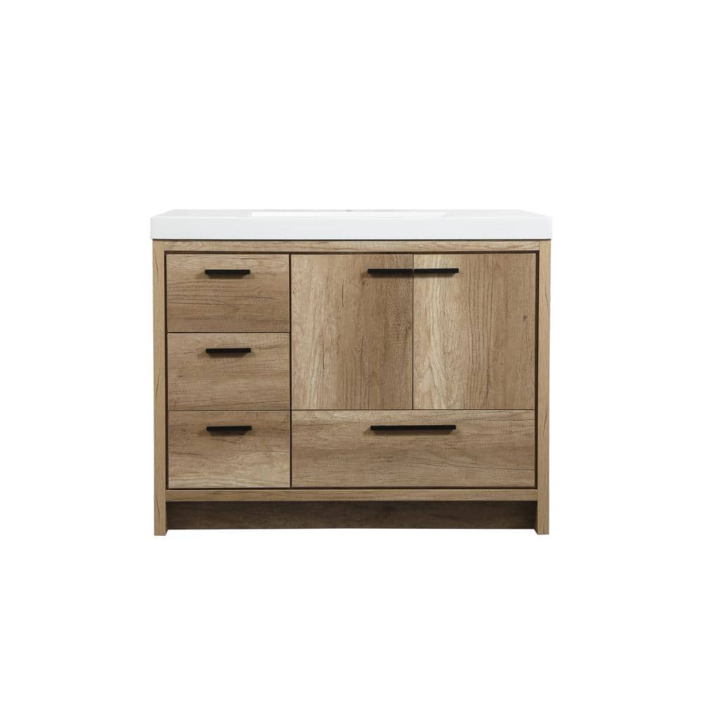 Simply Living 42 in. Single Bathroom Vanity in Natural Oak with Resin Vanit
