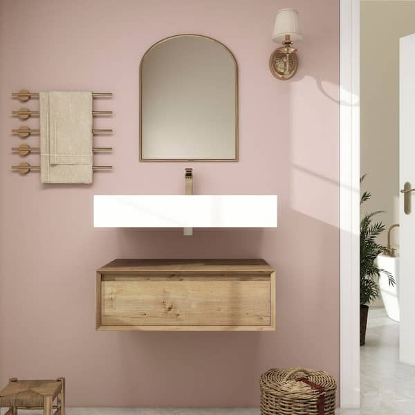 Alysa 30 in. W. x 20 in. D x 23 in. H Single Sink Floating Bath Vanity in White Oak with White Acrylic Top