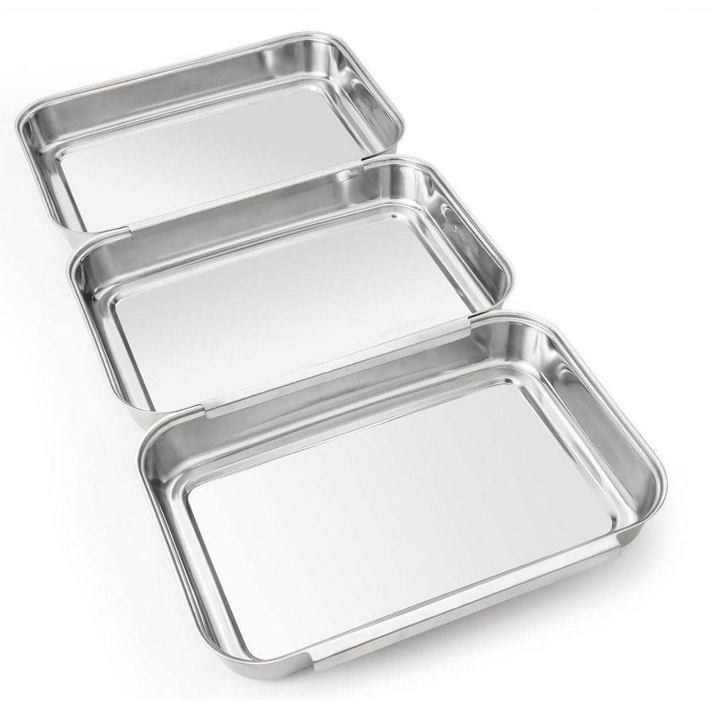   MitraステンレススチールServing Set Lynzavix Silver Stainless Steel Kitchen Tray Set with Interlocking