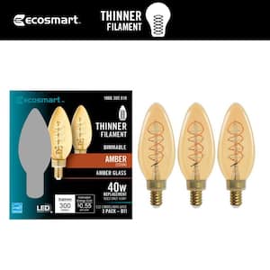 EcoSmart 60-Watt Equivalent B11 Dimmable E12 Candelabra Fine Bendy