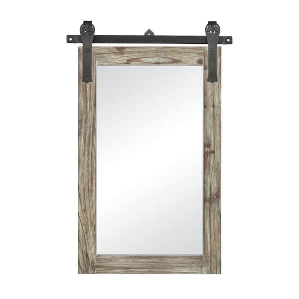 Unbranded Huckleberry 24 in. W x 36 in. H Wood Graywash Wall Mirror