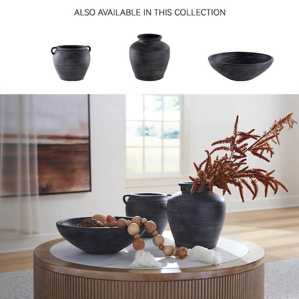 Insulator Vases for Cor Unum ブラック Liv & Skye 12 in. Black Ceramic Multi Sculpted Handle Decorative