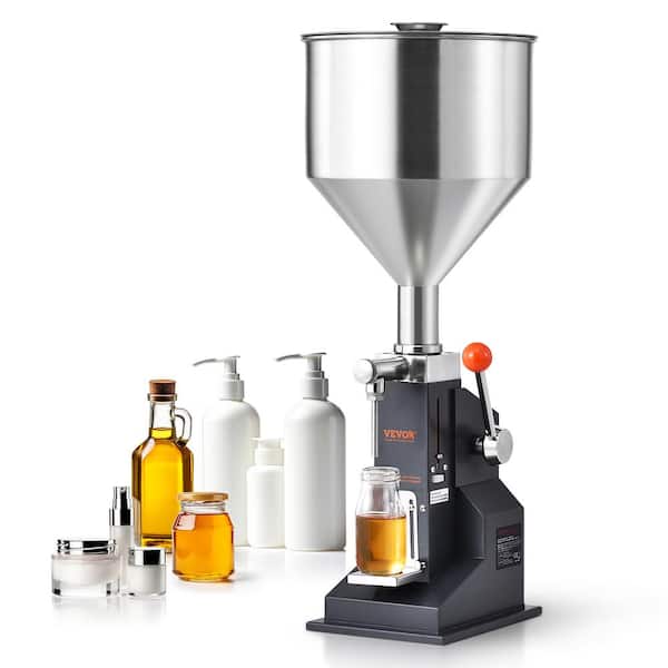 VEVOR Manual Liquid Filling Machine 22 lbs. Capacity Stainless Steel Bottle Filler 5 to 50ml for Paste Cream Cosmetic, White