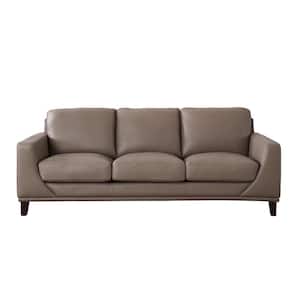 Soma 92 in. W Square Arm Leather Lawson Straight 3-Seater Sofa in Brown